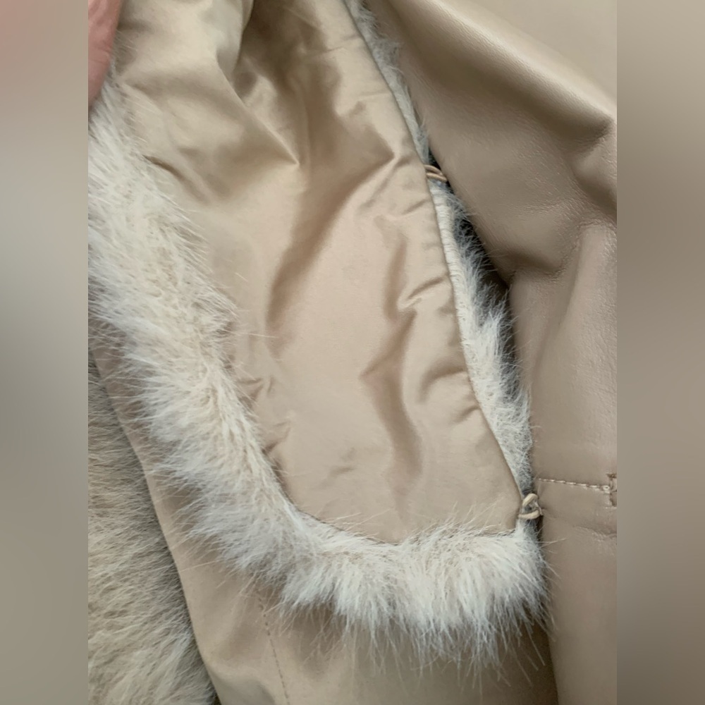 CURRENT SEASON NEW Retrofete Kieran leather long coat in latte - Picture 10 of 12